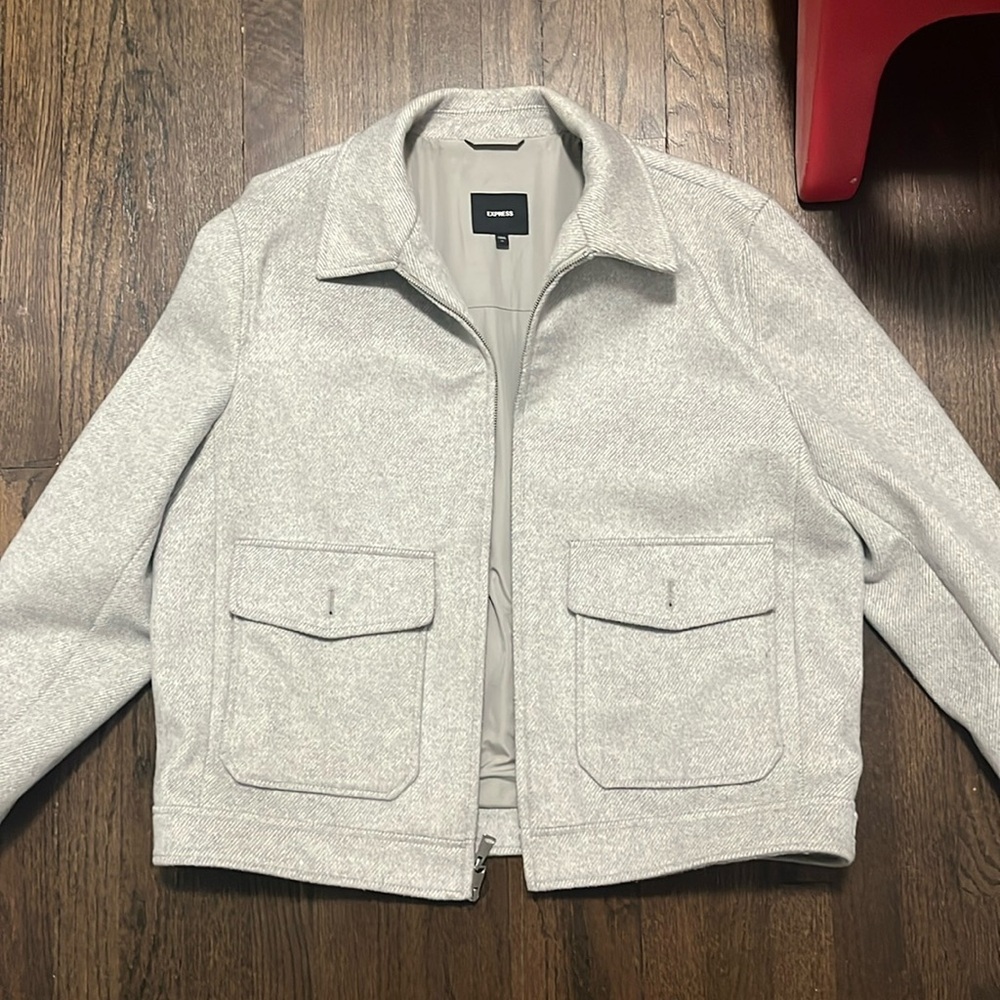 Express Grey Wool Bomber